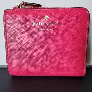 ✨️NWOT✨️Kate Spade Pink Ruby Small L-Zip Bifold Wallet, Saffiano Leather